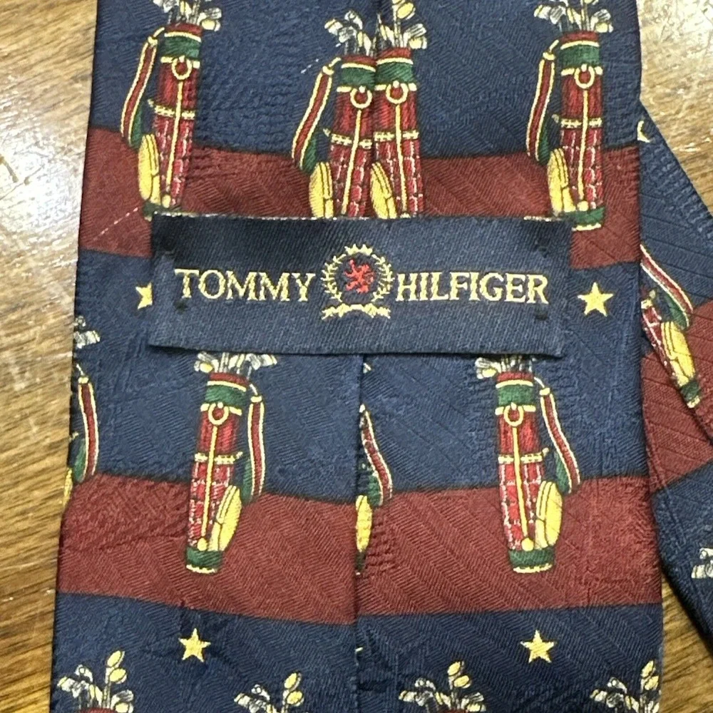 Tommy Hilfiger Golf Print Golfer Tie 100% Italian Silk NeckTie Men's‎ Dadcore